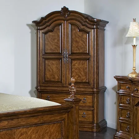 Armoire with Paneled Doors and Exquisite Molding